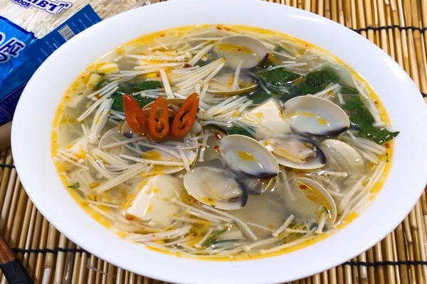 Canh ngao nấu nấm