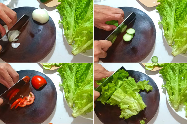 Sơ chế các nguyên liệu trộn salad