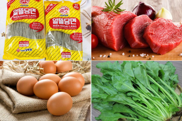 Nguyên liệu cần có để làm miến trộn Hàn Quốc 