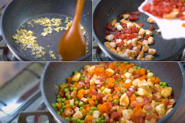 Xào sơ các nguyên liệu