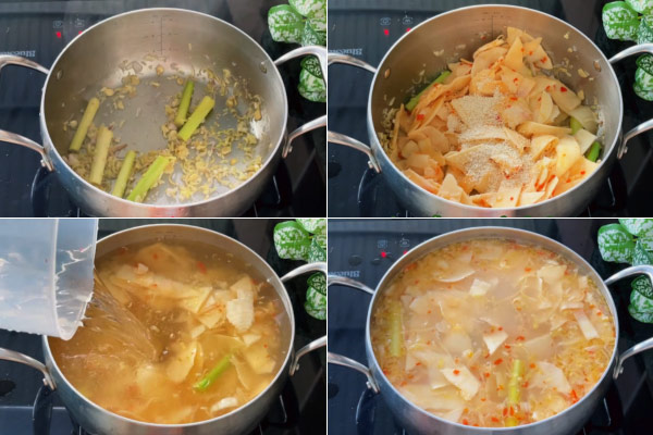 Nấu Nước Lẩu Cá Tầm Măng Chua