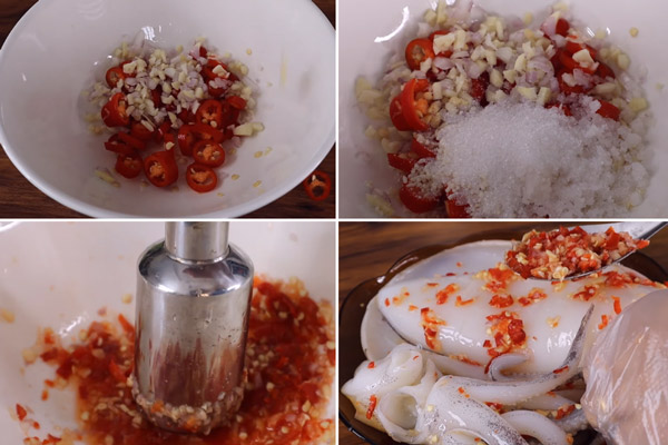 Chuẩn Bị Gia Vị Ướp Mực