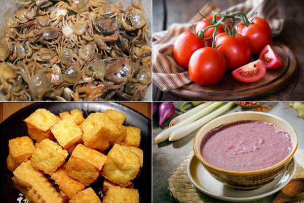 Nguyên liệu để làm món bún riêu cua đồng