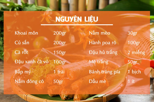 Nguyên liệu làm chả giò chay