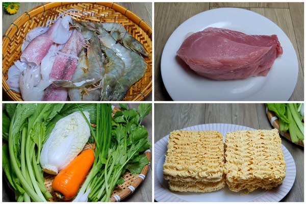 Nguyên liệu làm mì xào hải sản thập cẩm