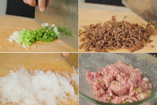 Sơ chế các nguyên liệu để làm trứng đúc thịt hấp ngon