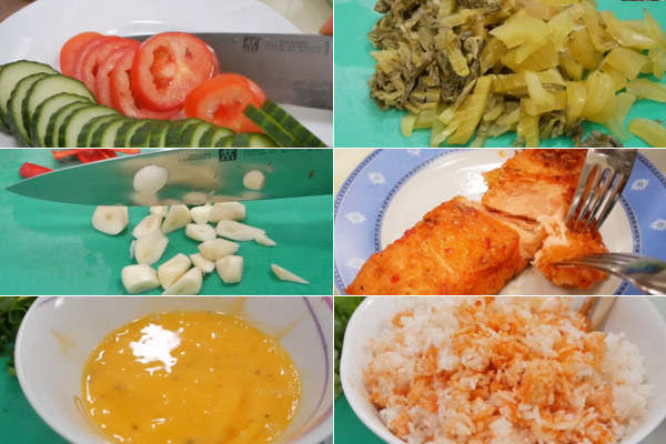 Sơ chế nguyên liệu Làm Cơm Chiên Cá Mặn