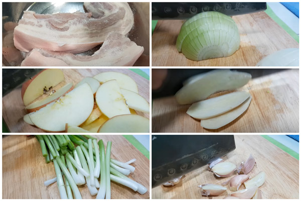Sơ chế nguyên liệu làm rau cuốn thịt heo