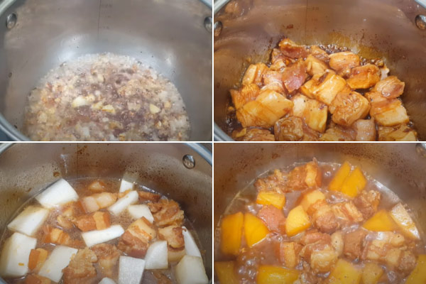 Lưu ý nấu thịt kho củ cải với lửa nhỏ