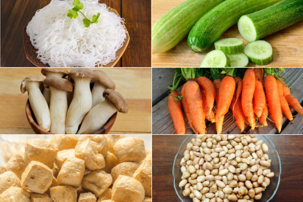 Nguyên liệu để làm món bún khô trộn chay
