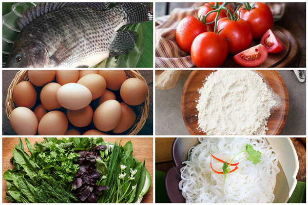 Nguyên liệu chính làm bún cá chấm