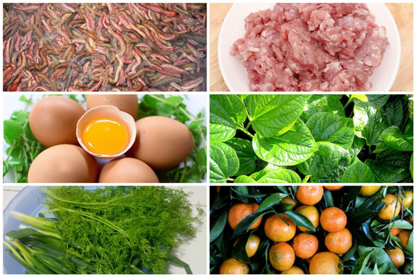 Nguyên liệu chính làm món rươi rán lá lốt
