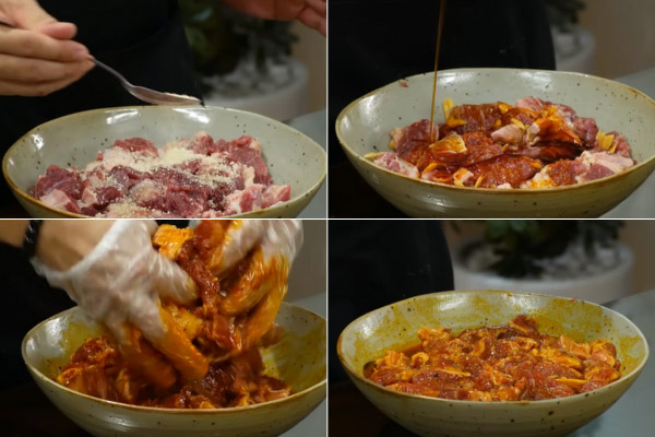 Ướp thịt bò khoảng 1 tiếng để thấm đều