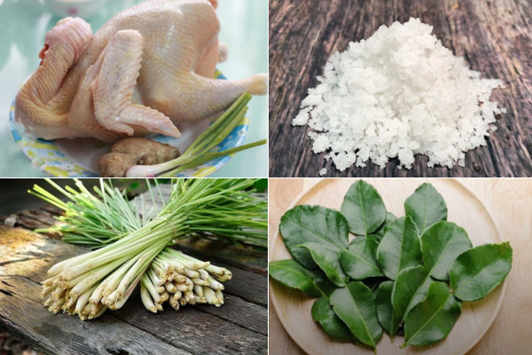 Nguyên liệu để làm gà hấp muối hột