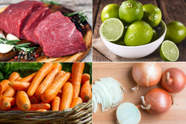 Nguyên liệu để làm món bò tái chanh chuẩn vị