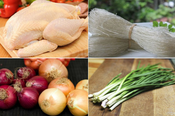 Nguyên liệu để nấu món miến gà chuẩn vị