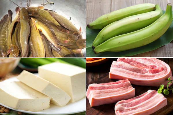 Nguyên Liệu Làm Cá Trê Om Chuối Đậu