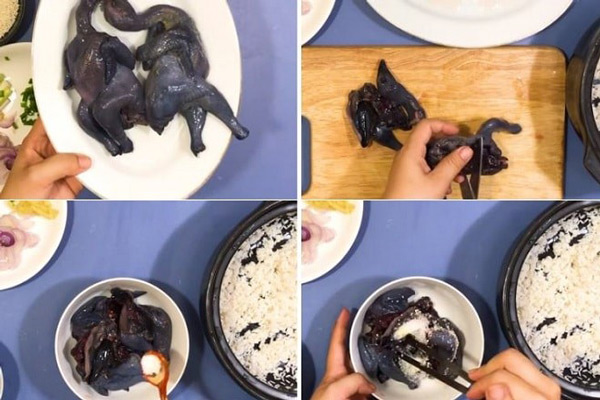 Gà sơ chế sạch thì đem ướp gia vị