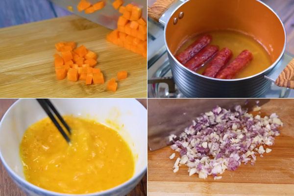 Sơ chế nguyên liệu làm cơm rang trứng