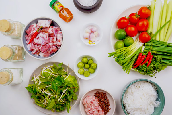 Nguyên Liệu Làm Bún Sườn Dọc Mùng